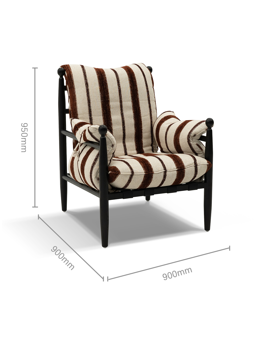 FAUVE Striped Fabric Accent Chair