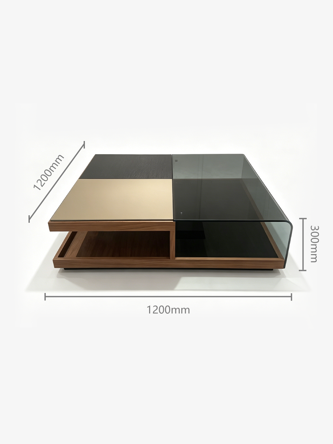Havenwood Geometric Glass & Saddle Leather Coffee Table