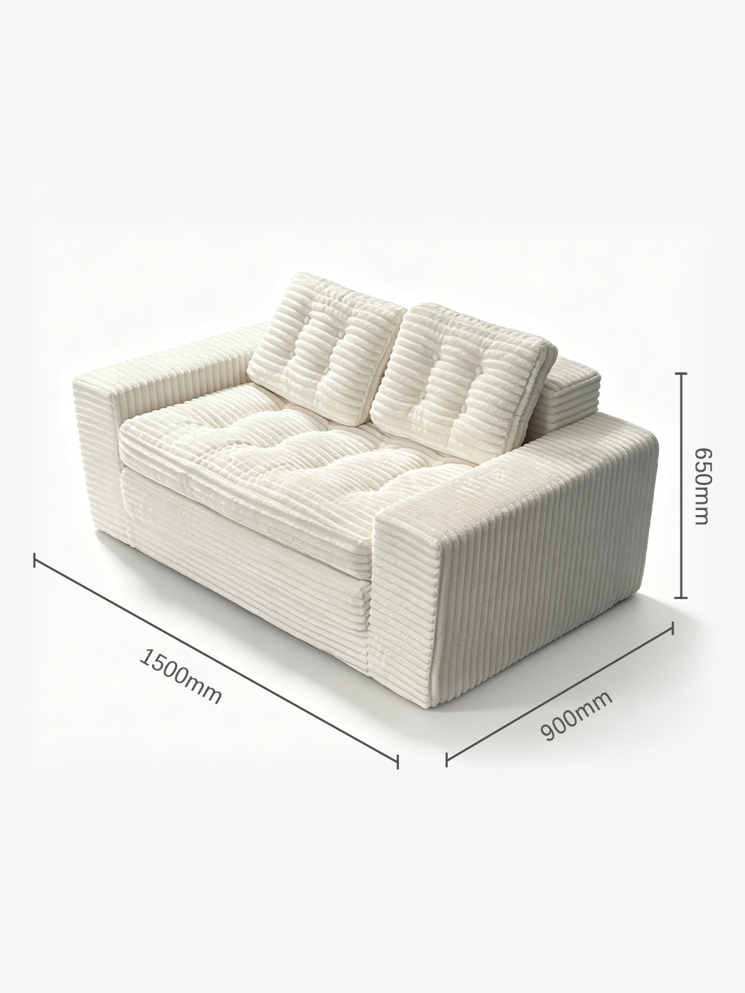 Cord Italian Contemporary Velvet 2-Seater Sofa