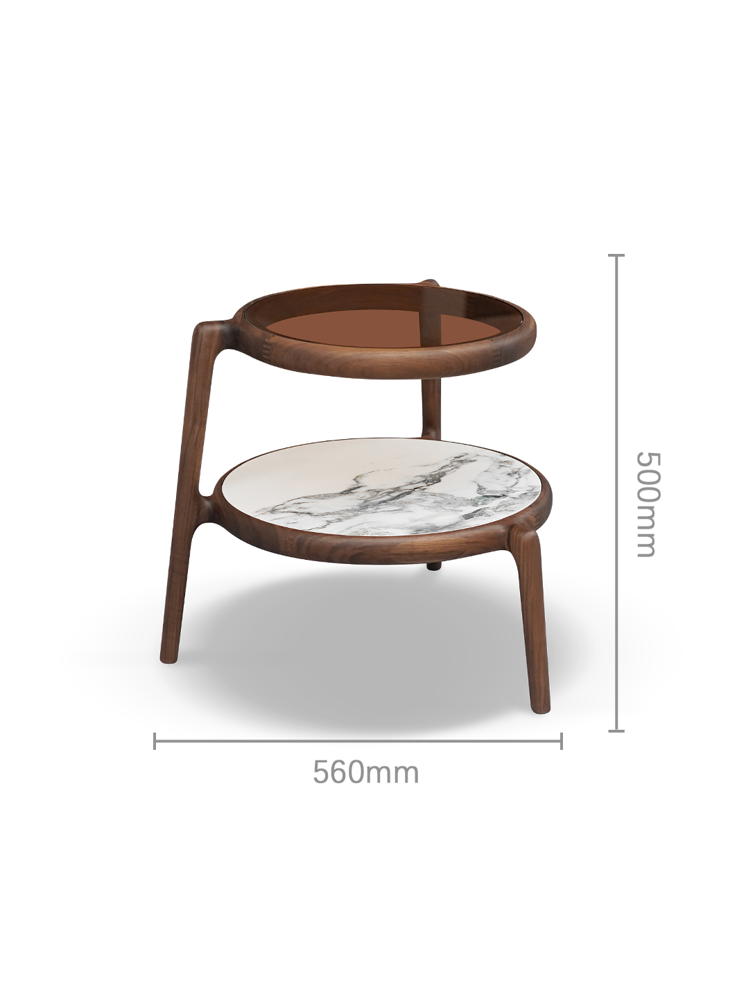 FORMA Solid Black Walnut 2-Tier Side Table
