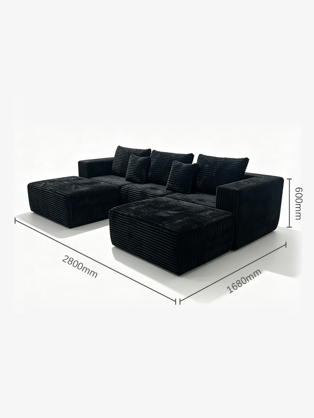Nest Italian Contemporary Velvet U-Shape Sofa