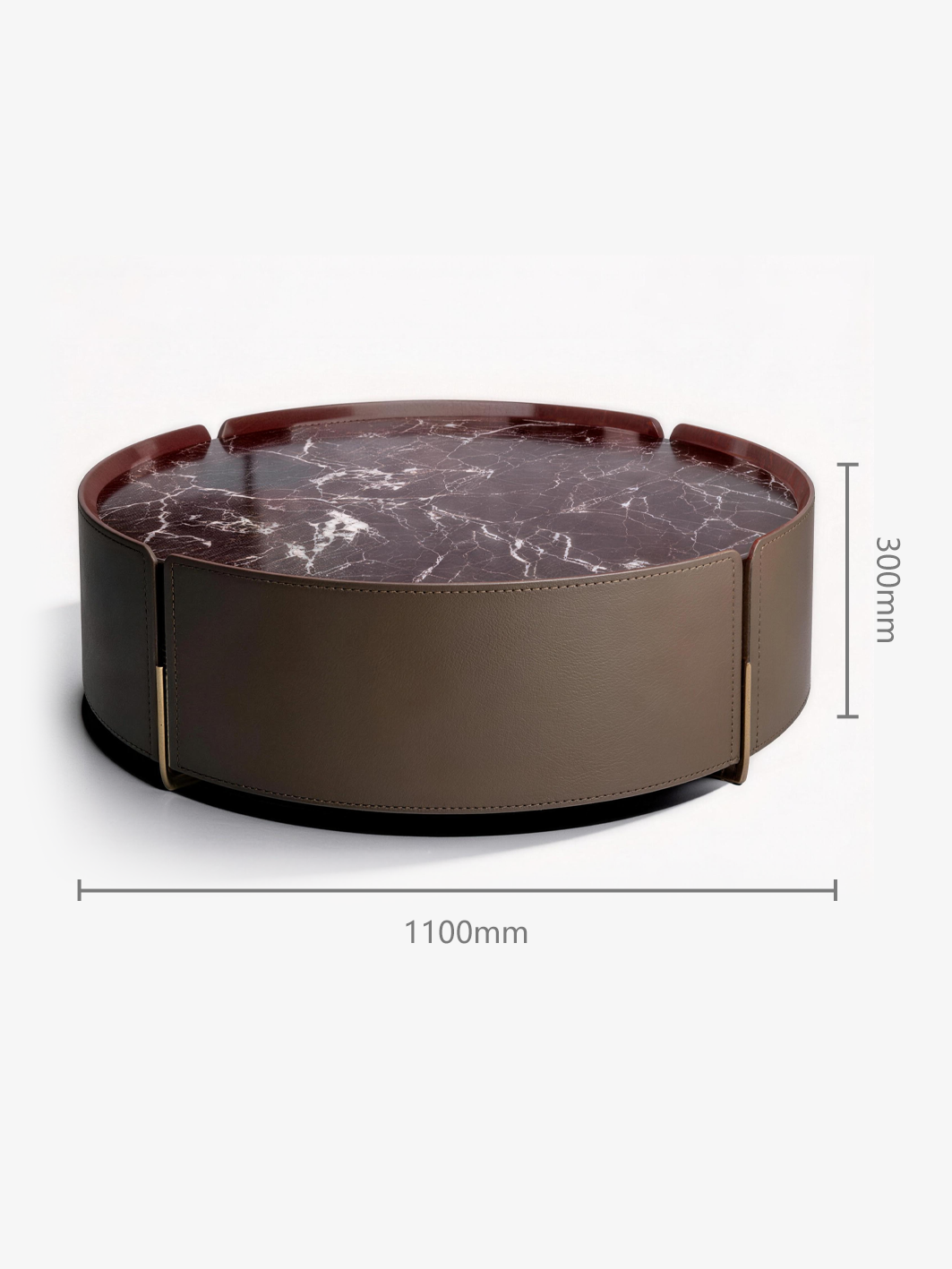 VIOLA Marble & Saddle Leather Round Coffee Table