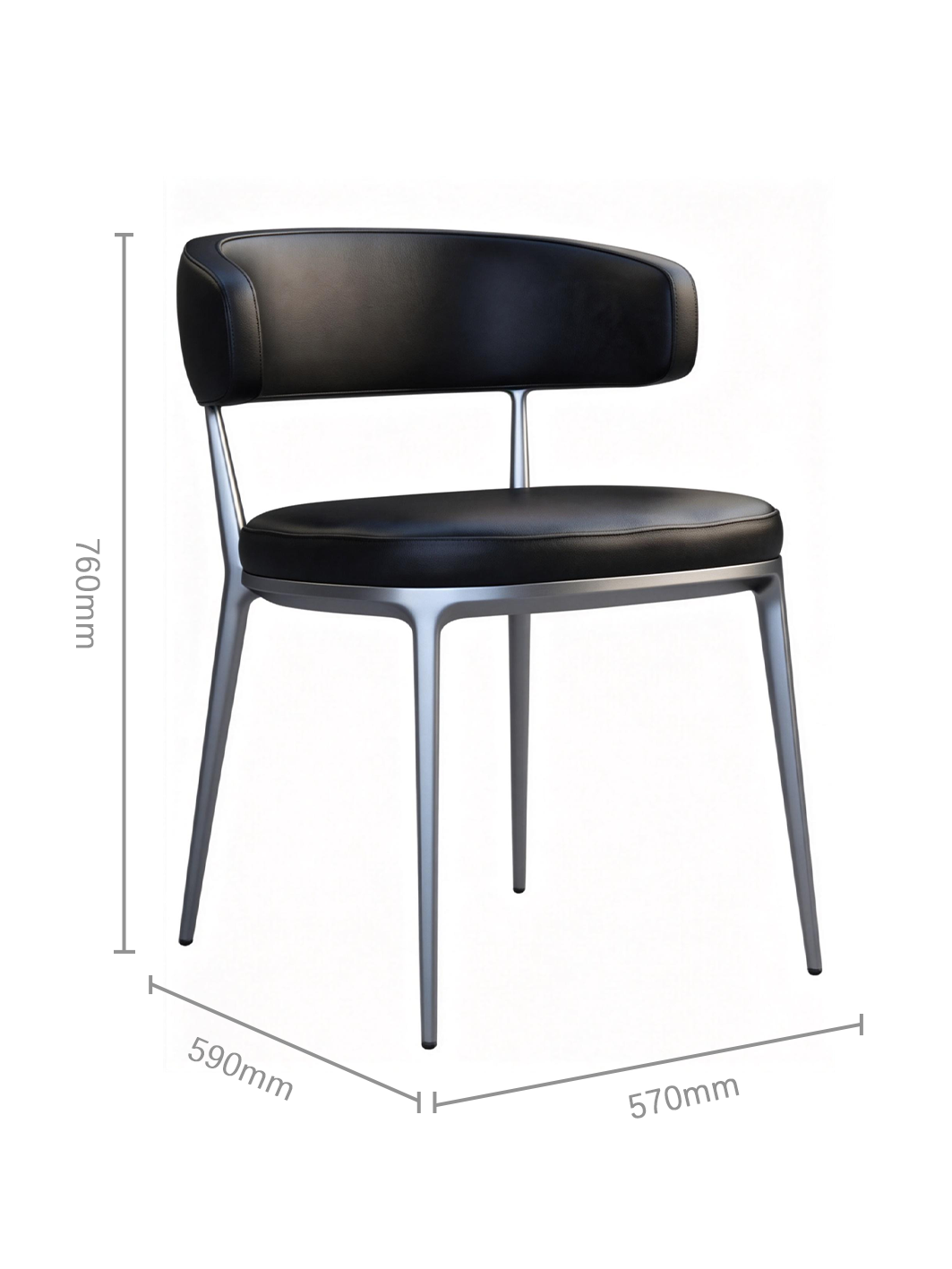 CIRCA Black Leather Dining Chair