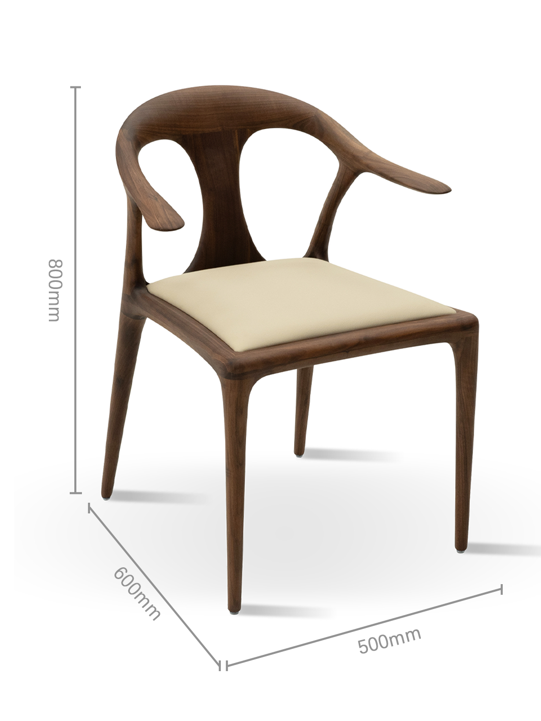 CREST Solid Black Walnut Yoke-Back Dining Chair