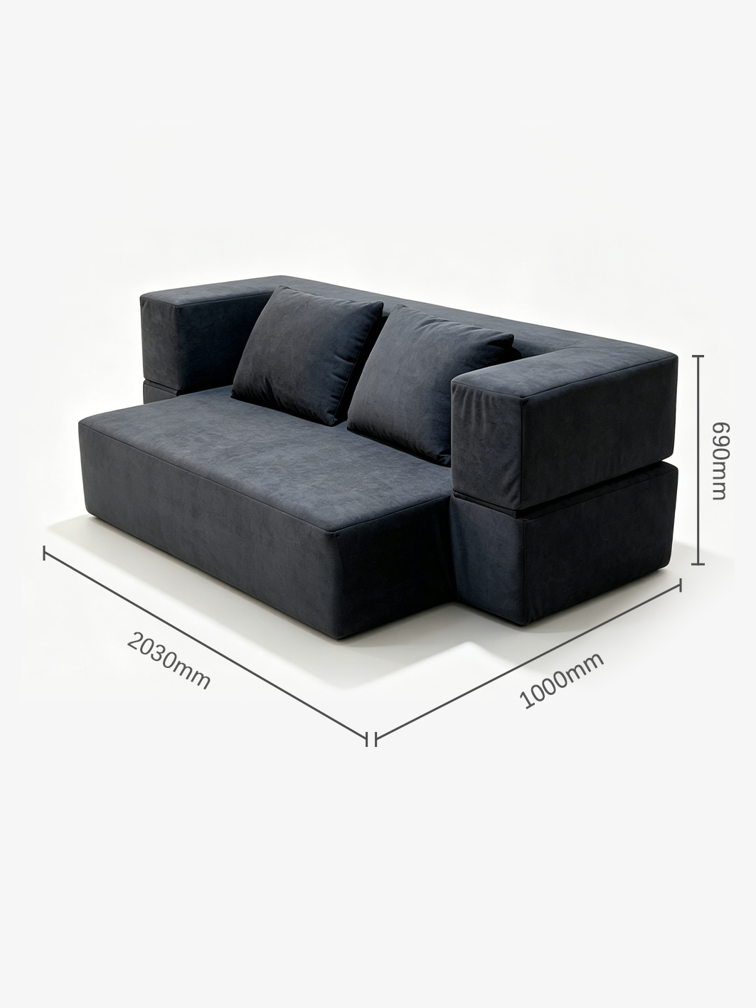 Slab Italian Contemporary Velvet 3-Seater Sofa