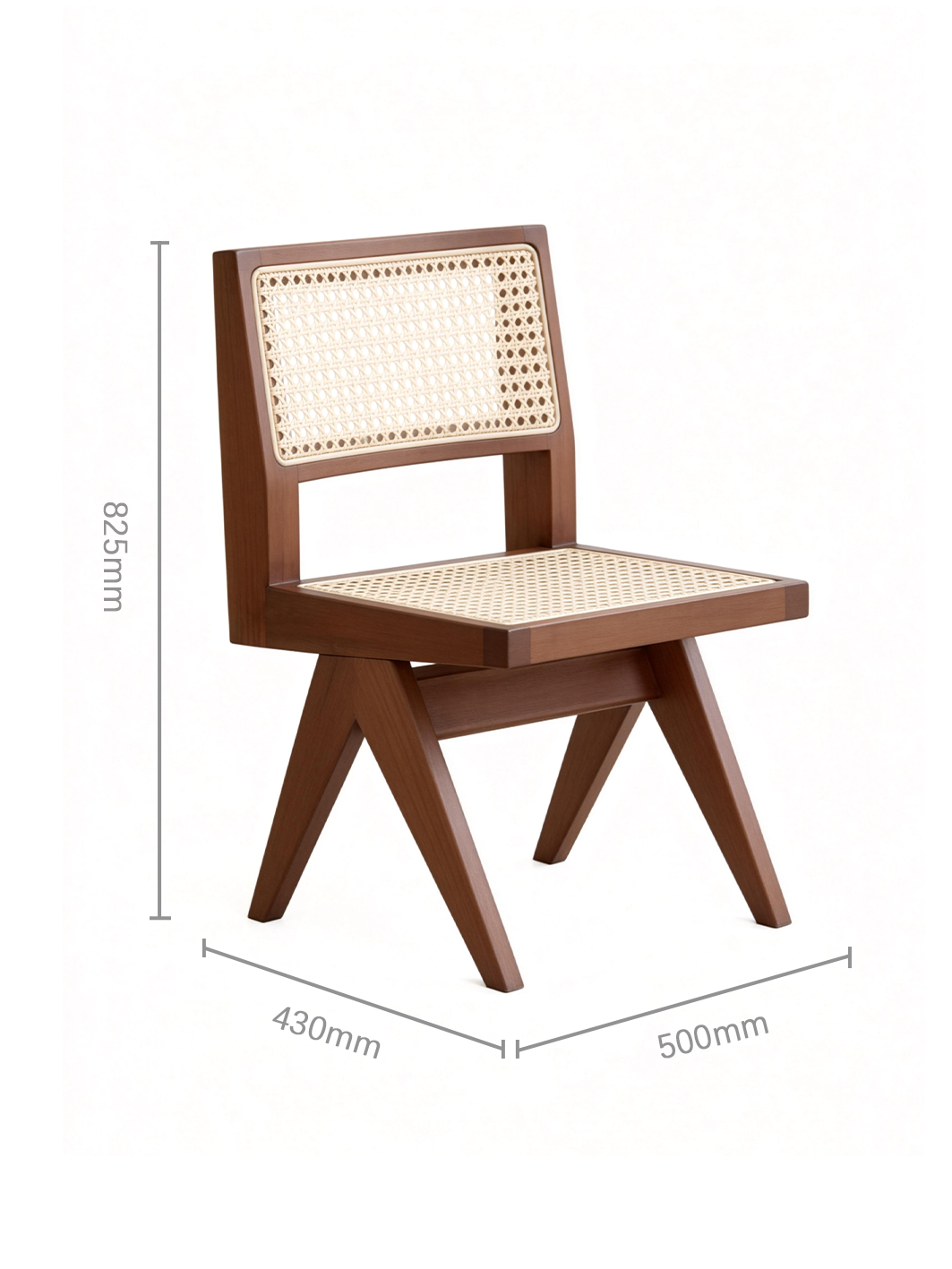 SERATA Walnut Rattan Dining Chair