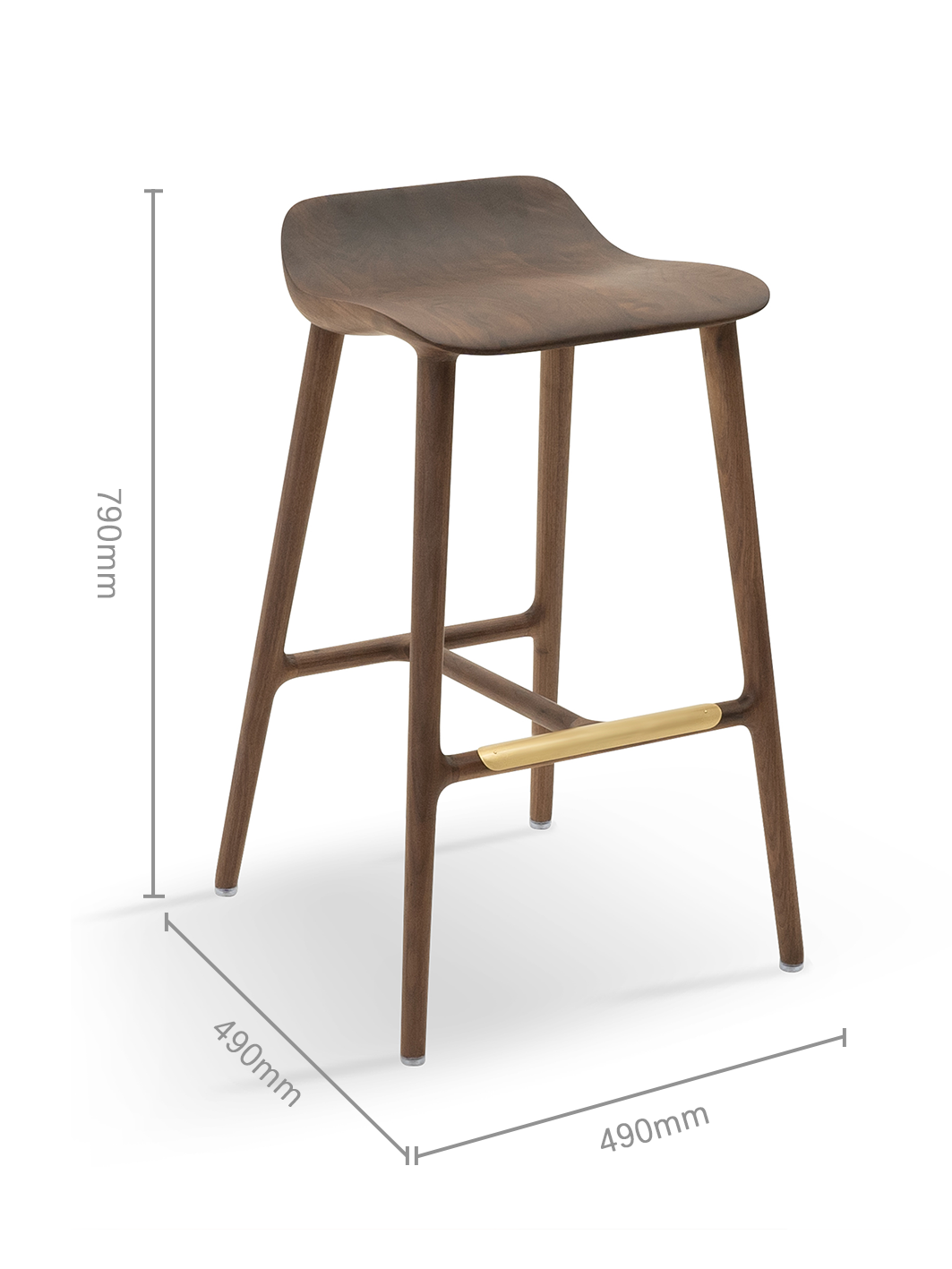 VINO Solid Black Walnut Bar Stool