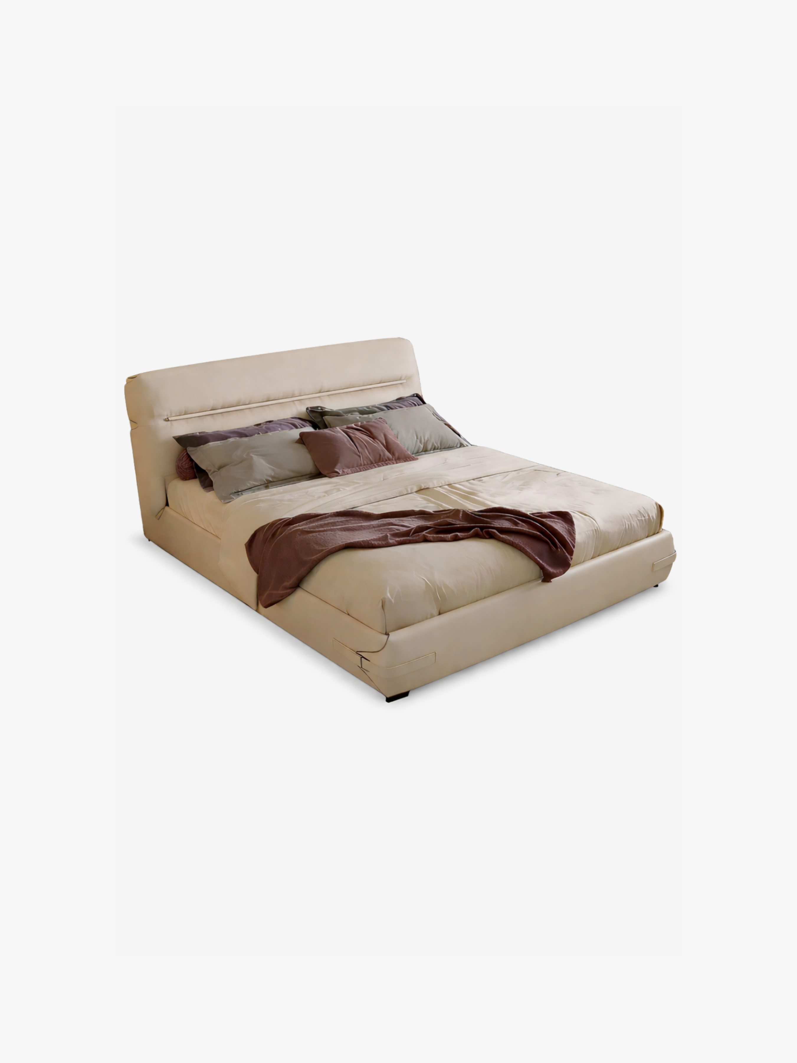 Soffio Luxury Genuine Leather & Solid Wood Bed