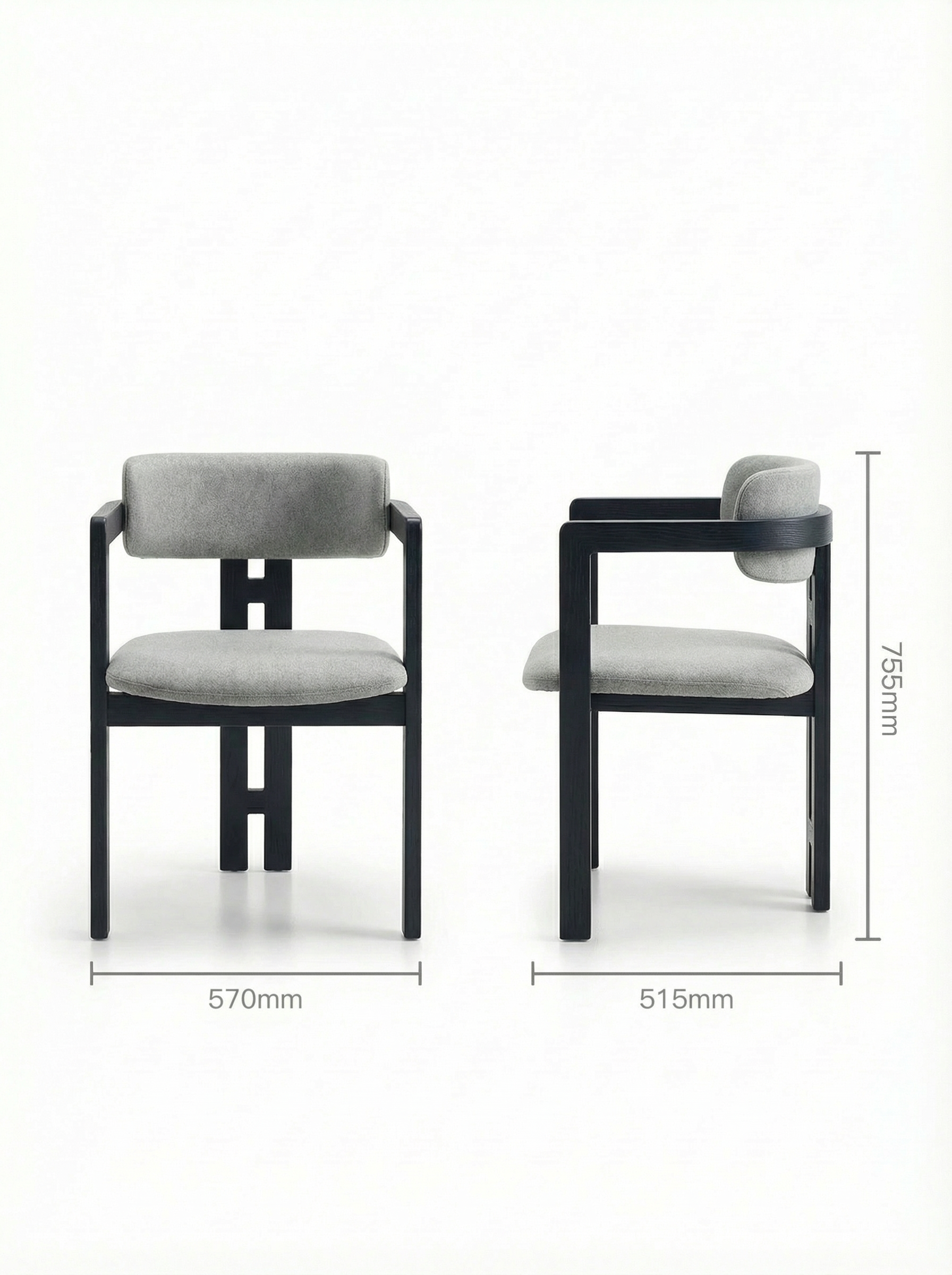 MILO Ash Wood Bouclé Dining Chair with Armrests