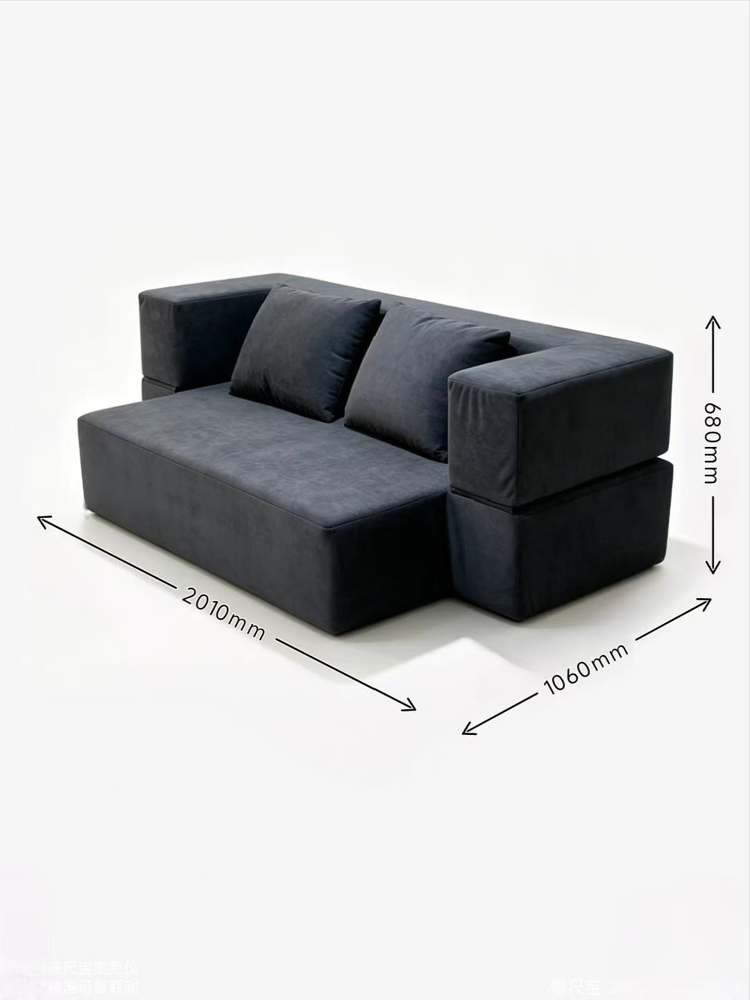 Slab Self-expanding Velvet 3-Seater Sofa