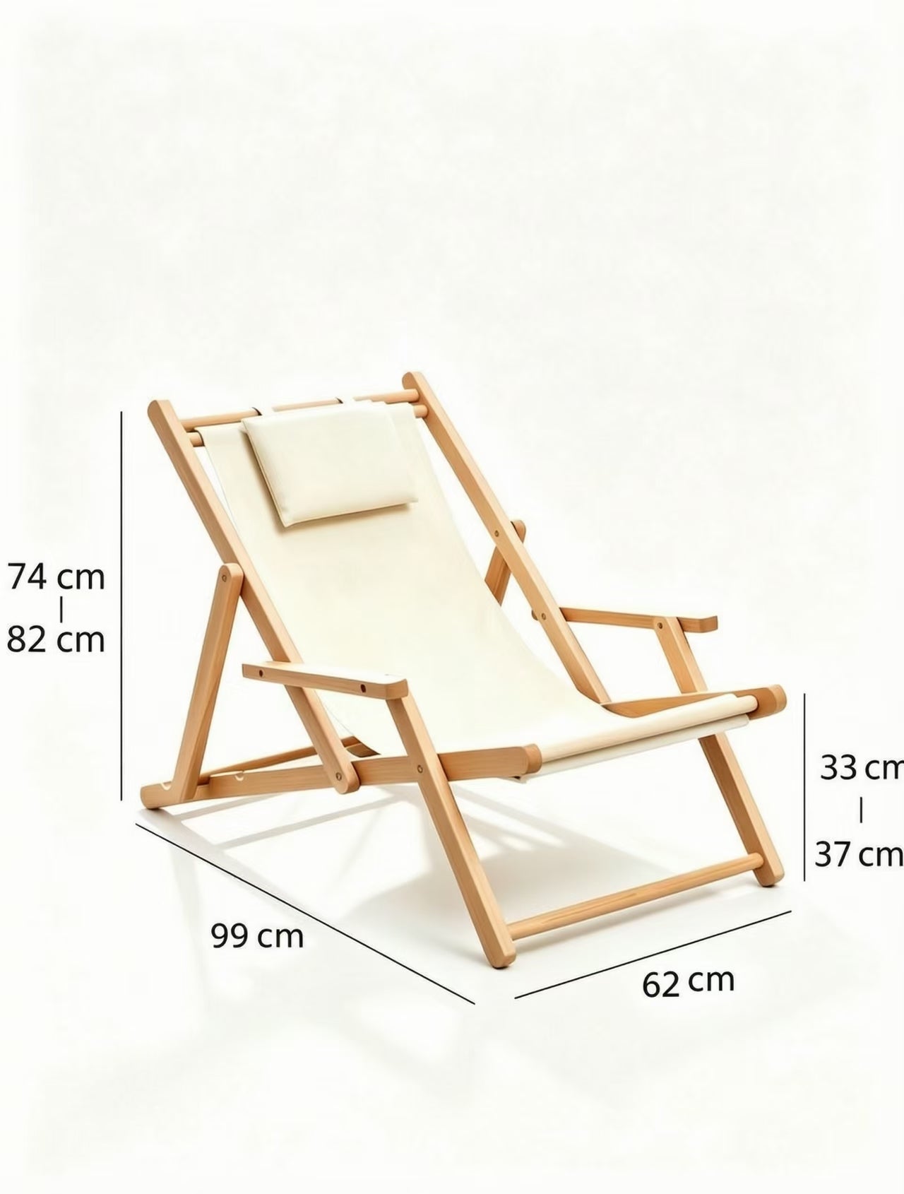 COSTA Folding Sling Chair with Arms & Headrest Cushion