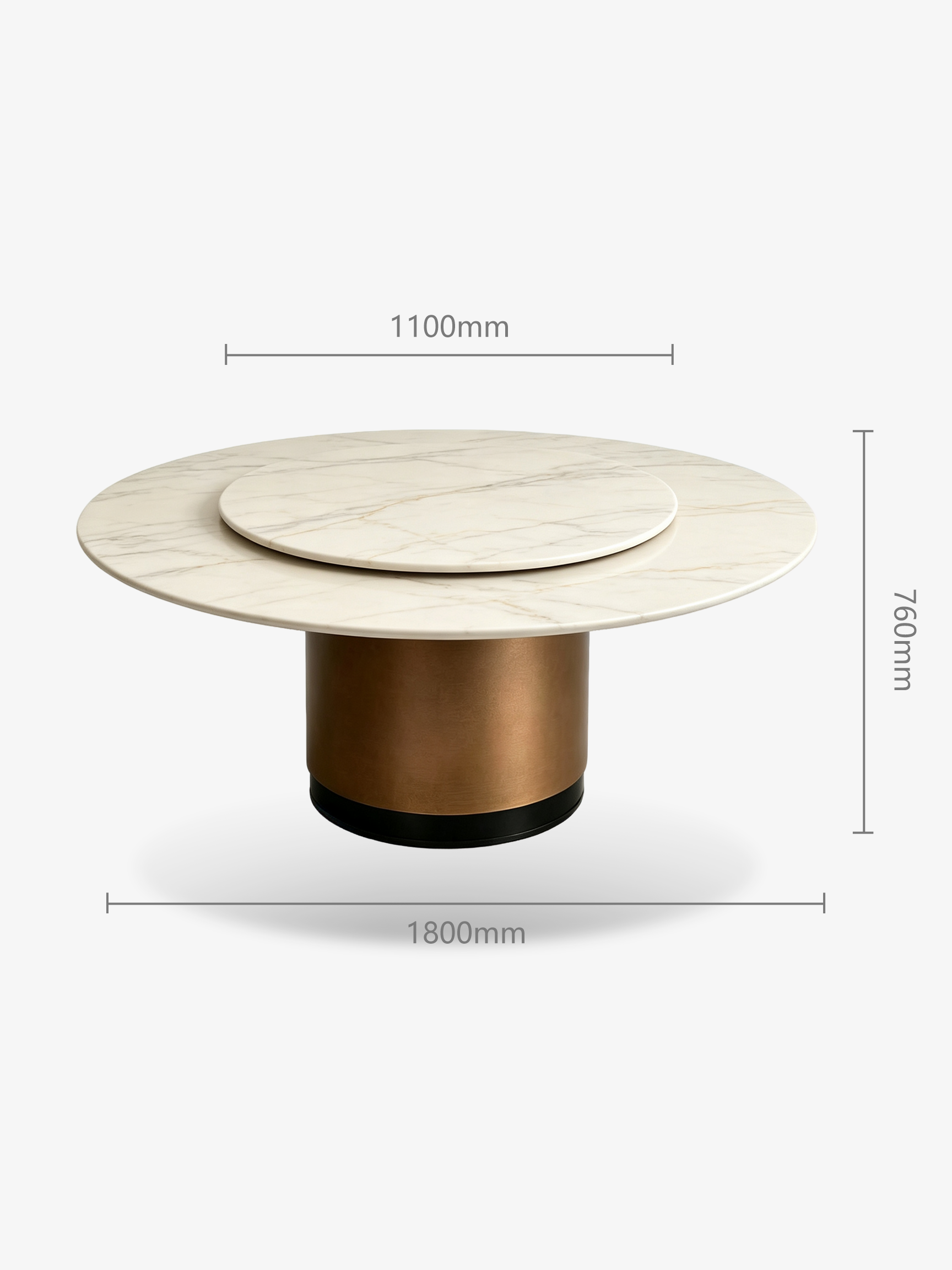 LUMINA Royal White Jade Marble Round Dining Table with Lazy Susan