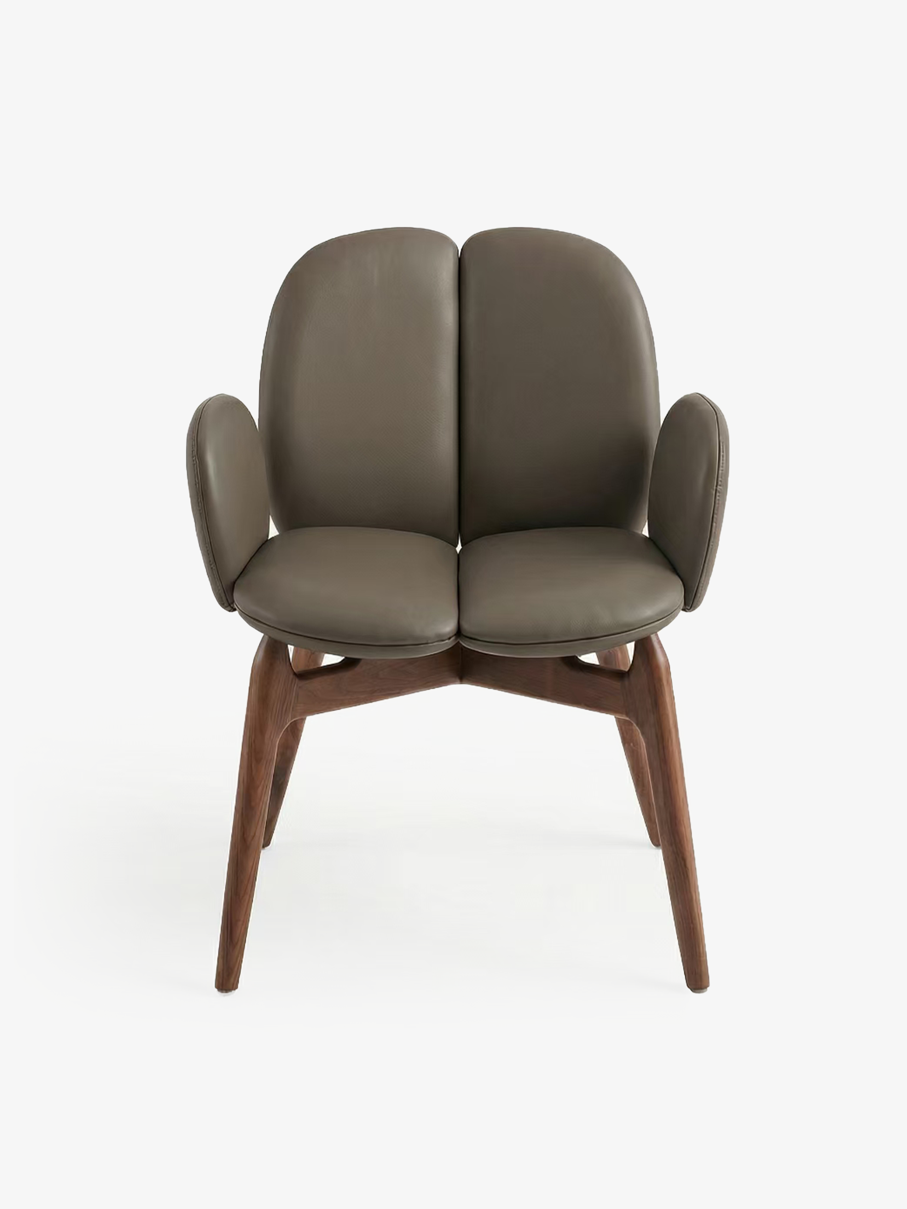 NOCE Designer Walnut Vegan Leather Dining Chair with Armrests