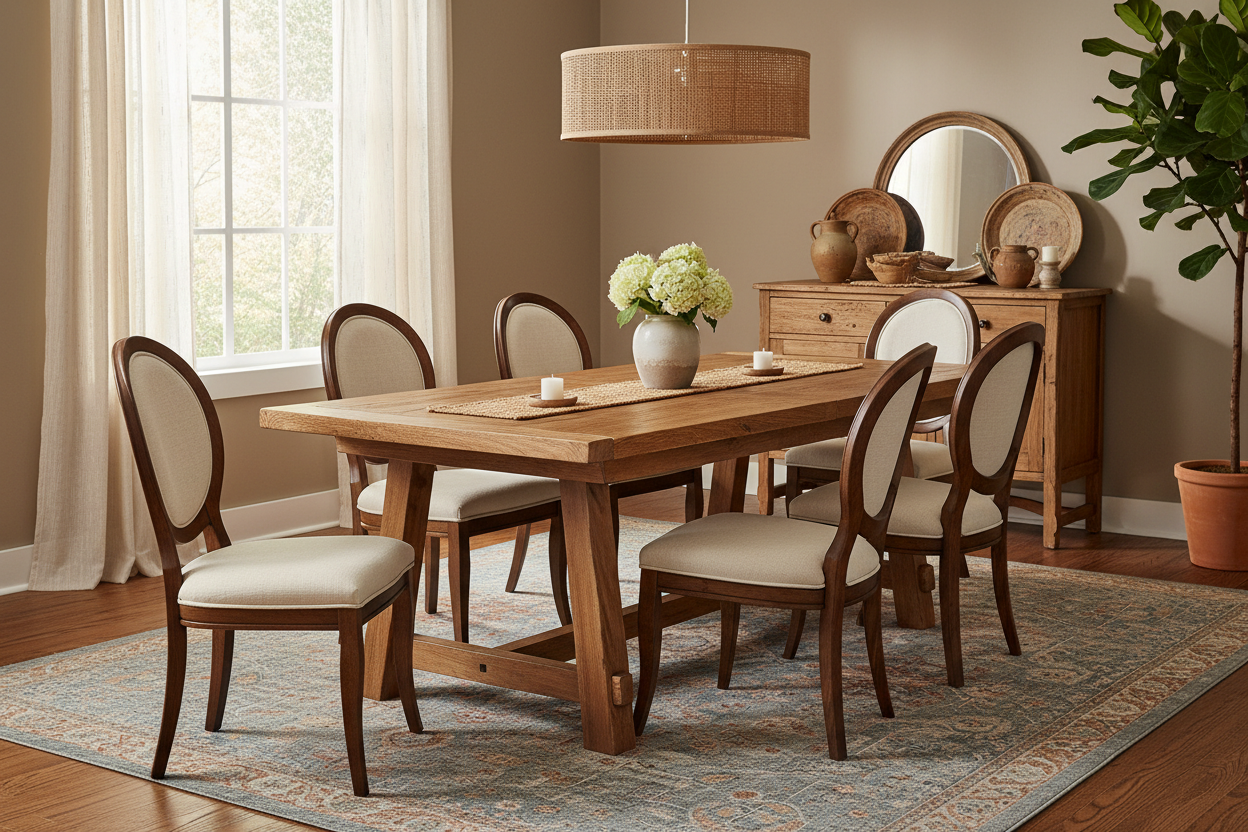 dinning chair set by a wood table