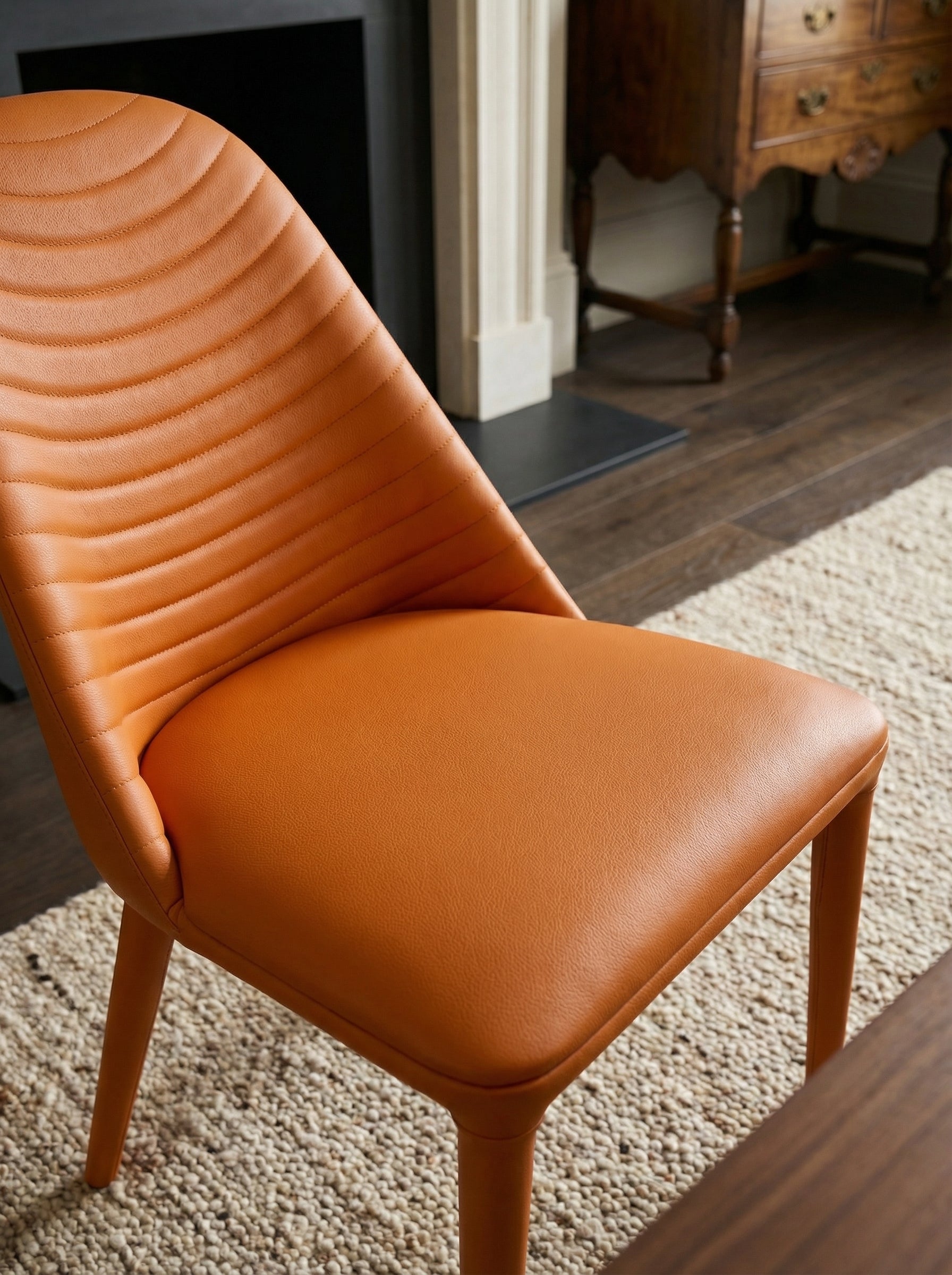 CASSIA Ribbed Vegan Leather Dining Chair