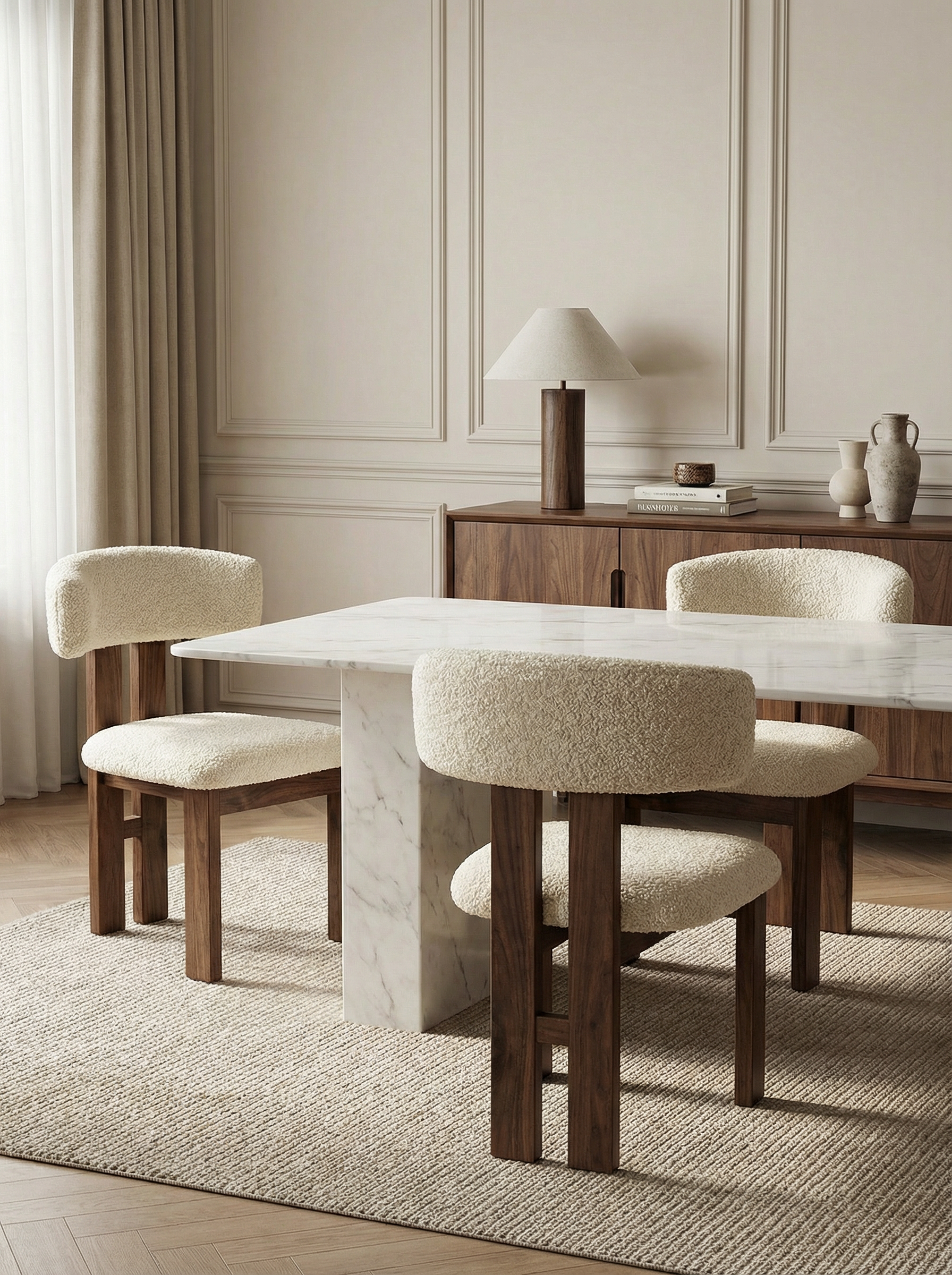 COLETTE Black Walnut Bouclé Dining Chair