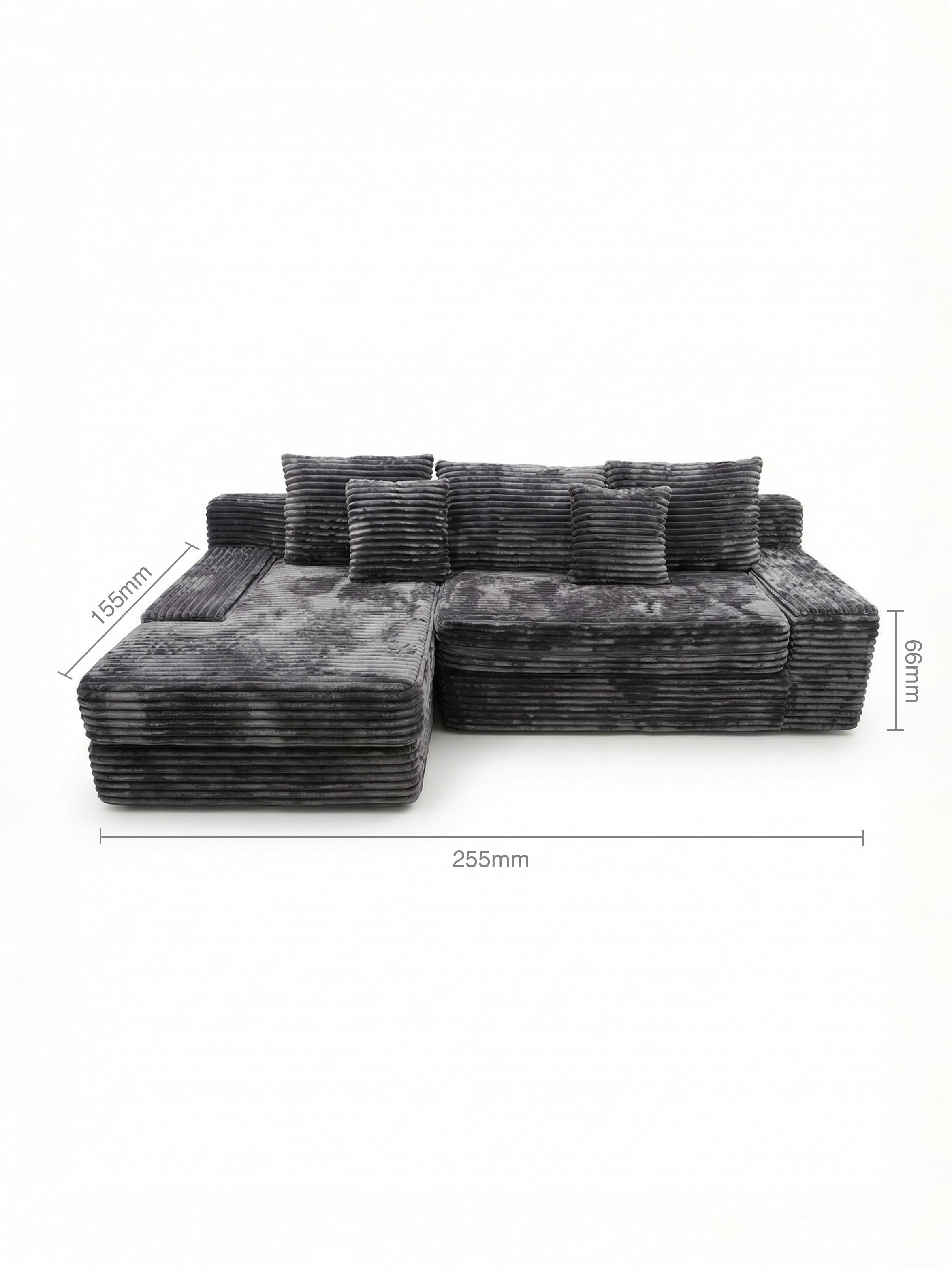 VELVET Shadow Ridge 3-Seater Left-Hand Chaise Sofa