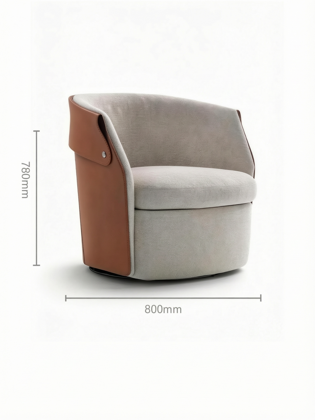 ORINO Saddle Leather Swivel Lounge Chair