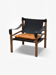 SIRIO Solid Ash & Saddle Leather Safari Lounge Chair