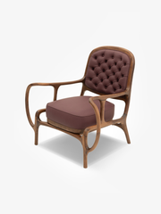 HYMN Solid Black Walnut & Quilted Leather Lounge Chair
