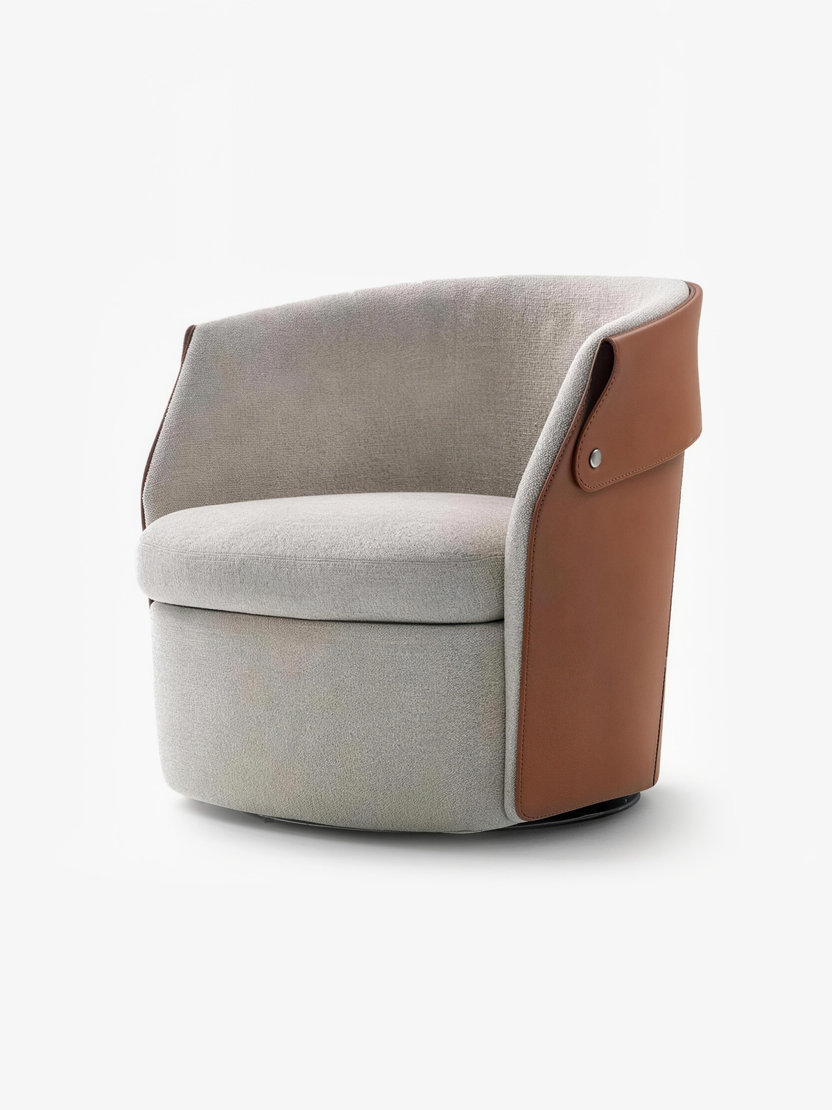 ORINO Saddle Leather Swivel Lounge Chair