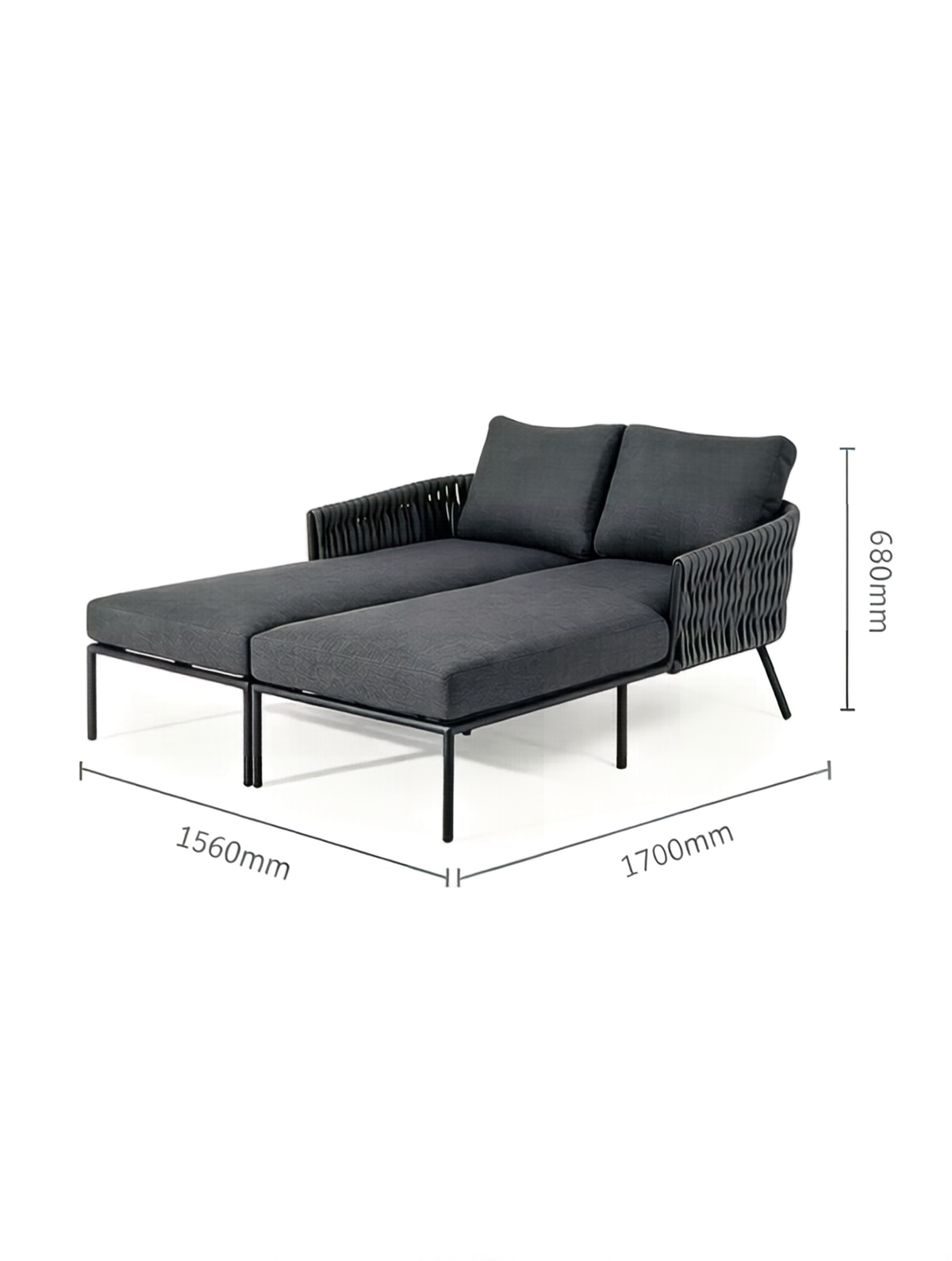 RIVA 3-Piece Modular Outdoor Chaise Lounge Set