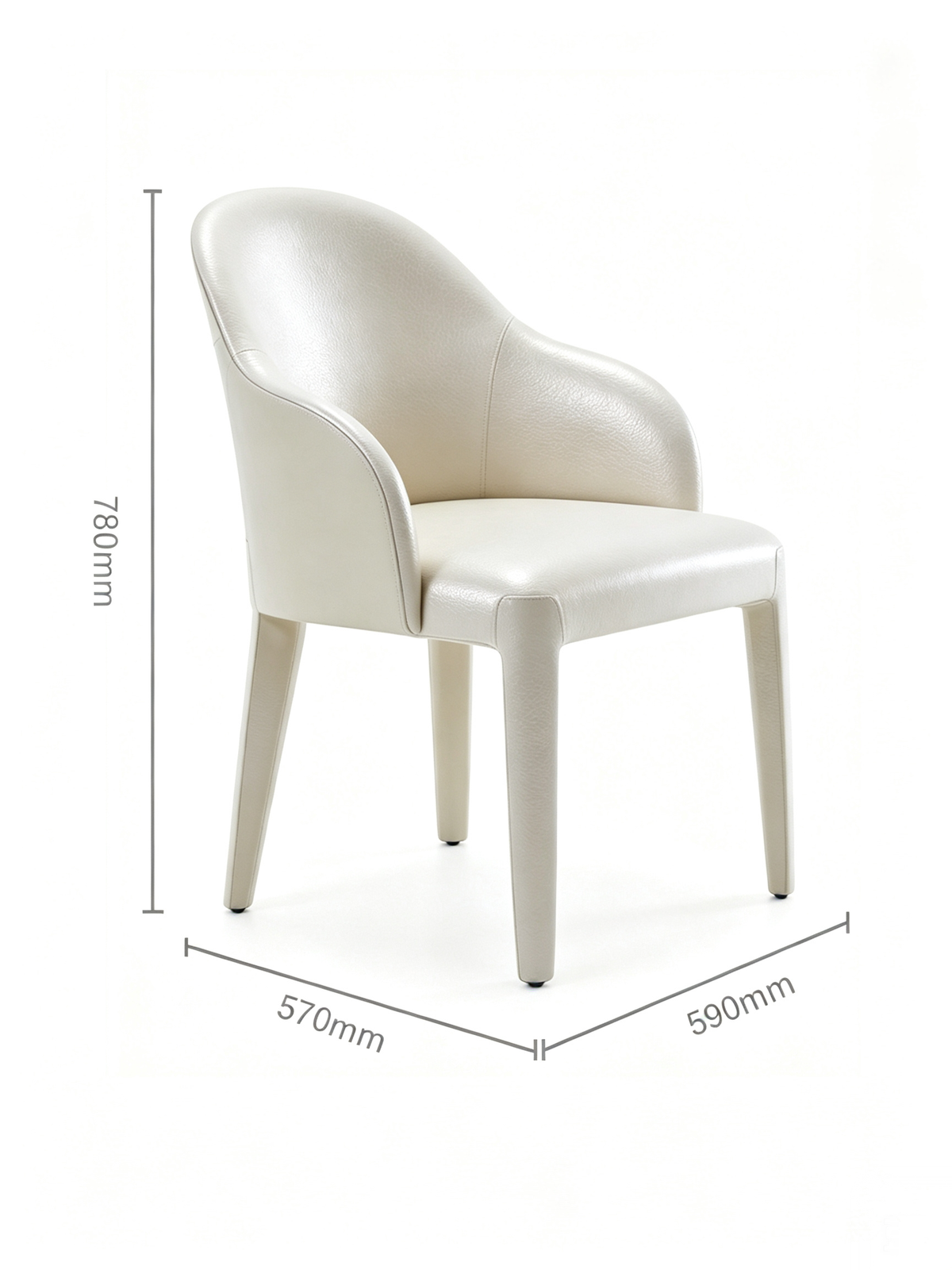 AVINA pearl white Leather Dining Chair
