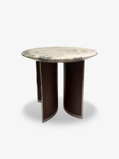 PICASSA Marble & Saddle Leather Side Table